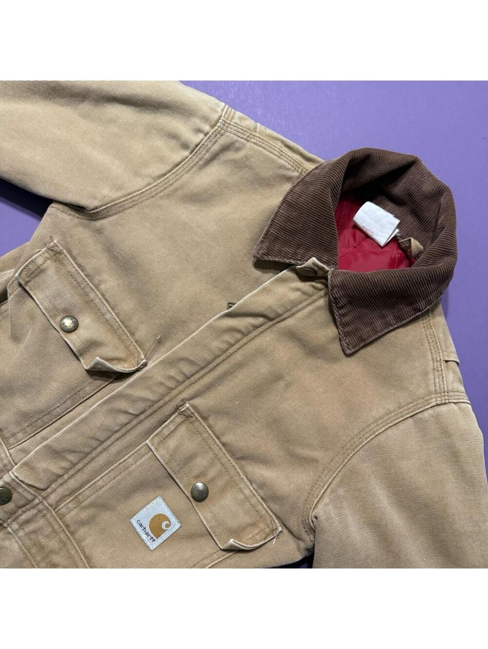 Vintage Carhartt Youth Brown Full Body Suit Distressed Union Red Quilted Medium